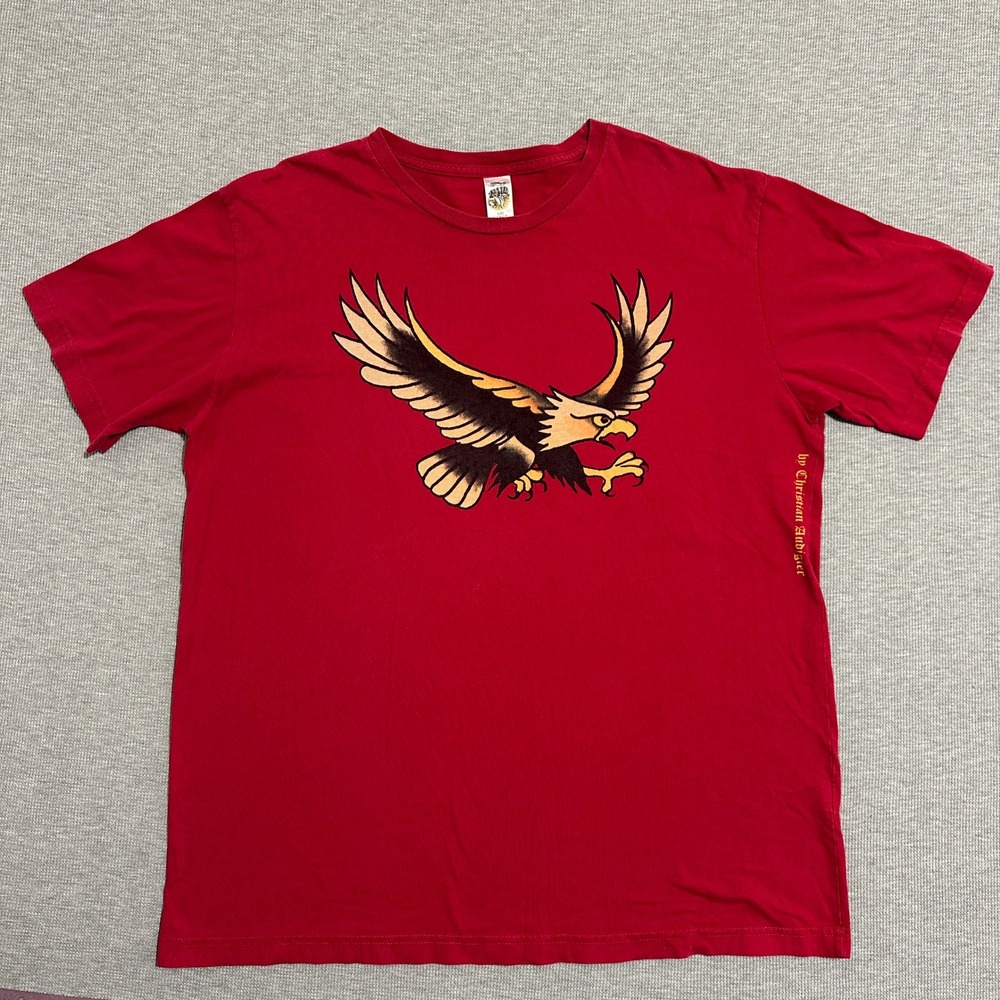 Ed Hardy Christian Audigier Eagle Tattoo Graphic T-Shirt Red Mens Size‎ XXL
